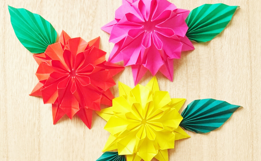 立体 花 折り紙 折り紙でおしゃれな花の平面や立体の折り方。簡単に子供でも作れるかわいい季節のフラワーの作り方♪