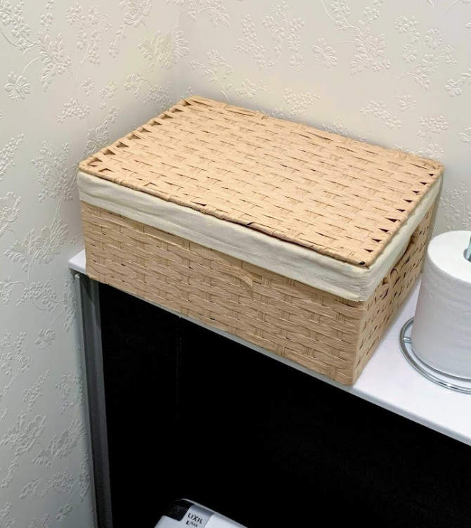 トイレ収納 生理用品をオシャレにストック 100均の箱を有効活用 Weboo ウィーブー 暮らしをつくる